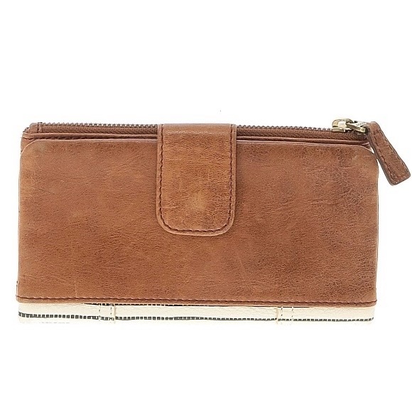 Fossil Emory Striped Leather Clutch Wallet Featuring a "Long Live Vintage" Logo - Picture 2 of 7